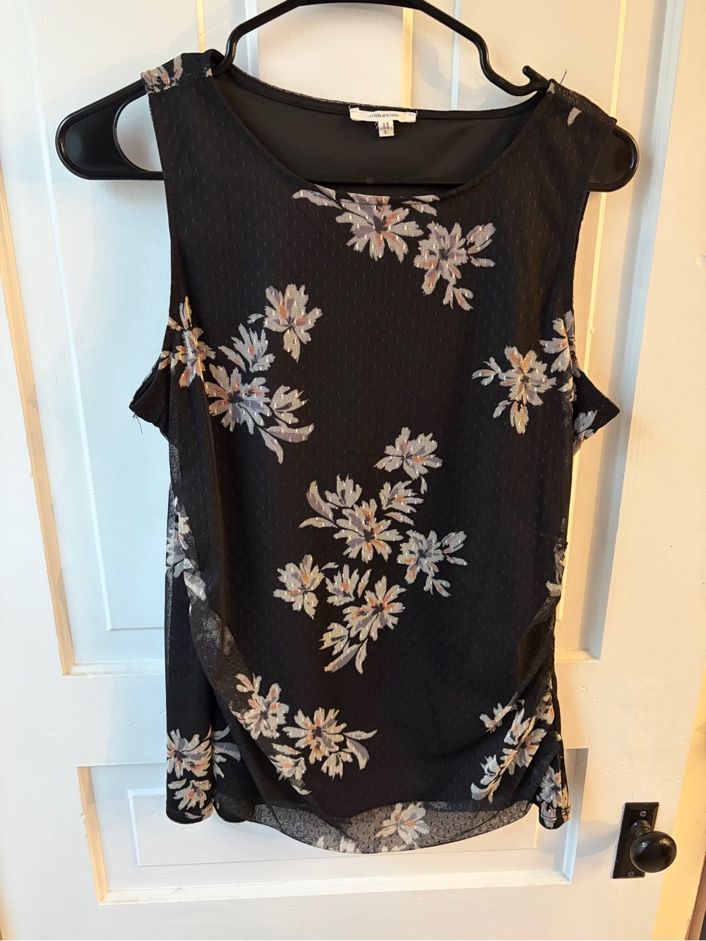 Black Floral Sleeveless Women's Top